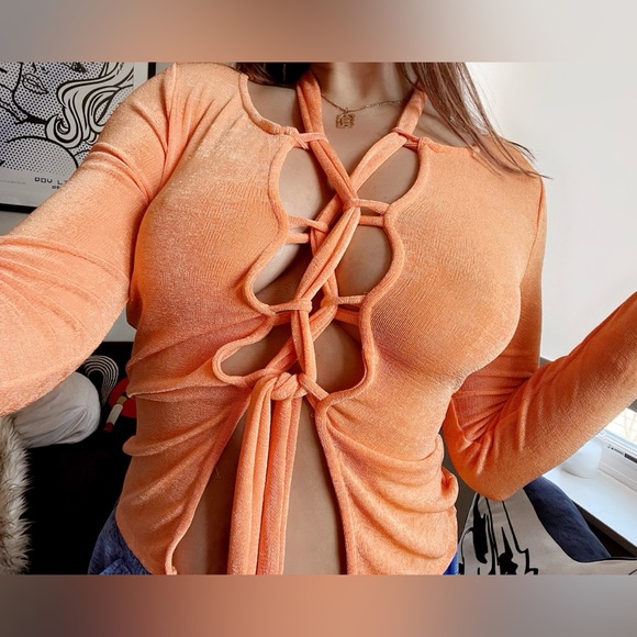 🆕 Dollskill orange lace up top - Picture 1 of 6